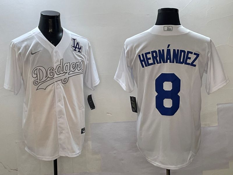 Men Los Angeles Dodgers #8 Hernandez White Fashion Edition Game 2025 Nike MLB Jersey style 7